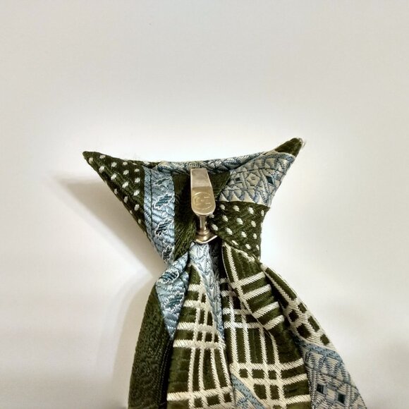 Vintage 60s 70s Green Clip-On Necktie Retro Neck Tie - Picture 7 of 9